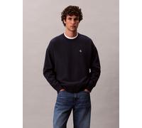 Sweatshirt CALVIN KLEIN JEANS, Herren, Gr. L, blau (schwarz sapphire), Sweatware, Obermaterial: 100% Baumwolle, unifarben, casual, regular fit normal, Rundhals, Langarm Bündchen, Sweatshirts, regular