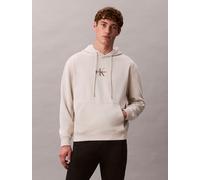 Sweatshirt CALVIN KLEIN JEANS "LS EU 350TERRY MICRO MONOLOGO HO", Herren, Gr. XL, grau (chalk), Sweatware, Obermaterial: 100% Baumwolle, regular fit normal, Rundhals, eingesetzt Bündchen, Sweatshirts,