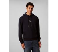 Sweatshirt CALVIN KLEIN JEANS "LS EU 350TERRY MICRO MONOLOGO HO", Herren, Gr. XXL, blau (schwarz sapphire), Sweatware, Obermaterial: 100% Baumwolle, unifarben, regular fit normal, Rundhals, eingesetzt