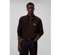 Sweatshirt CALVIN KLEIN JEANS "LS EU 350TERRY MICRO MONOLOGO QT", Herren, Gr. L, schwarz, Sweatware, Obermaterial: 100% Baumwolle, unifarben, casual, regular fit normal, hoch geschlossener Ausschnitt,