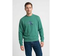 Sweatshirt CALVIN KLEIN JEANS "LS EU 350TERRY MONOLOGO CN SWTSH", Herren, Gr. L, enchanted forest, Sweatware, Obermaterial: 100% Baumwolle, unifarben, oversize normal, Rundhals, eingesetzt Bündchen, S