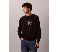 Sweatshirt CALVIN KLEIN JEANS "LS EU 350TERRY MONOLOGO CN SWTSH", Herren, Gr. XXL, schwarz, Sweatware, Obermaterial: 100% Baumwolle, unifarben, regular fit normal, Rundhals, eingesetzt Bündchen, Sweat