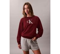 Sweatshirt CALVIN KLEIN JEANS "LS MNLG FRNCH TRRY R", Damen, Gr. XXL (46), renaissance rot, Web, Obermaterial: 86% Baumwolle, 14% Polyester, regular fit normal, Rundhals, angeschnitten,eingesetzt Ripp