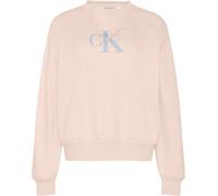 Sweatshirt CALVIN KLEIN JEANS "LS MONOLOGO FRENCH TERRY RLXD CR", Damen, Gr. L (42), buff beige, Web, Obermaterial: 100% Baumwolle, regular fit normal, Rundhals, angeschnitten,eingesetzt Rippbündchen,