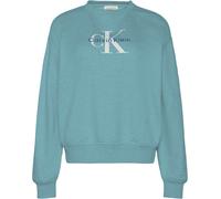 Sweatshirt CALVIN KLEIN JEANS "LS MONOLOGO FRENCH TERRY RLXD CR", Damen, Gr. XS (36), arctic, Web, Obermaterial: 100% Baumwolle, regular fit normal, Rundhals, angeschnitten,eingesetzt Rippbündchen, Sw