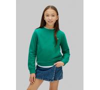 Sweatshirt CALVIN KLEIN JEANS "MINI BADGE", Mädchen, Gr. 12 (152), lush meadow, Sweatware, Obermaterial: 100% Baumwolle, unifarben, regular fit normal, Rundhals, eingesetzt Rippbündchen, Sweatshirts S