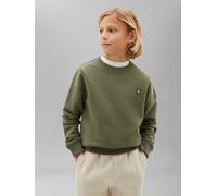 Sweatshirt CALVIN KLEIN JEANS "MINI BADGE", Mädchen, Gr. 14 (164), dusty olive, Sweatware, Obermaterial: 88% Baumwolle, 12% Polyester, unifarben, regular fit normal, Rundhals, eingesetzt Rippbündchen,