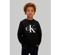 Sweatshirt CALVIN KLEIN JEANS "MONO LOGO", Mädchen, Gr. 14 (164), schwarz, Sweatware, Obermaterial: 100% Baumwolle, unifarben, regular fit normal, Rundhals, eingesetzt Rippbündchen, Sweatshirts Sweats