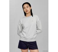 Sweatshirt CALVIN KLEIN JEANS "RELAXED MONOGRAM FRENCH TERRY", Damen, Gr. XS, grau (bc01 light grau heather), Sweatware, Obermaterial: 100% Baumwolle, unifarben, relaxed fit taillenbedeckt, Rundhals,