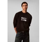 Sweatshirt CALVIN KLEIN "LS EU 350TERRY CALVIN BOLD GRAPH", Herren, Gr. XL, schwarz, Sweatware, Obermaterial: 100% Baumwolle, unifarben, regular fit normal, Rundhals, eingesetzt Bündchen, Sweatshirts