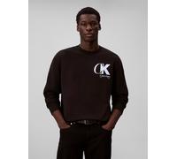 Sweatshirt CALVIN KLEIN "LS EU 350TERRY CK OVERLAP GRAPHI", Herren, Gr. S, schwarz, Sweatware, Obermaterial: 100% Baumwolle, unifarben, regular fit normal, Rundhals, eingesetzt Bündchen, Sweatshirts S