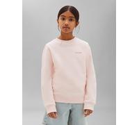 Sweatshirt CALVIN KLEIN "SMALL CHEST LOGO REGULAR", Mädchen, Gr. 12 (152), rosa (mangano calcite), Sweatware, Obermaterial: 100% Baumwolle, unifarben, regular fit normal, Rundhals, eingesetzt Rippbünd