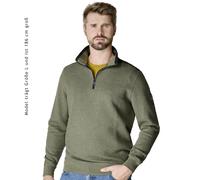 Sweatshirt CASAMODA "CASAMODA Sweatshirt uni", Herren, Gr. S, grün, 78% Baumwolle, 19% Polyester, 3% Elasthan, Sweatshirts Sweatshirt (87541225-S) grün
