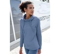 Sweatshirt CASUAL LOOKS, Damen, Gr. 38, blau, 100% Baumwolle, Meliert:70% Baumwolle, 30% Polyester, unifarben, Sweatshirts Sweatshirt, Topseller (97989136-38) blau