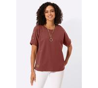 Sweatshirt CASUAL LOOKS, Damen, Gr. 38, braun (rotbraun), 50% Baumwolle, 50% Polyester, unifarben, Rundhals, Sweatshirts Sweatshirt (16064735-38) rotbraun