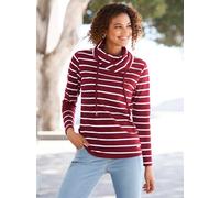 Sweatshirt CASUAL LOOKS, Damen, Gr. 40, weiß (dunkelrot, weiß, geringelt), 100% Baumwolle, gemustert, gestreift, mehrfarbig, Sweatshirts Sweatshirt (87353124-40) dunkelrot, weiß, geringelt