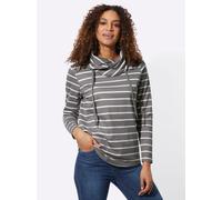 Sweatshirt CASUAL LOOKS, Damen, Gr. 42, grau (grau, weiß, geringelt), 100% Baumwolle, gemustert, gestreift, mehrfarbig, Sweatshirts Sweatshirt (96997149-42) grau, weiß, geringelt