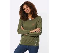 Sweatshirt CASUAL LOOKS, Damen, Gr. 42, grün (oliv), 100% Baumwolle, unifarben, Rundhals, Sweatshirts Sweatshirt (99082928-42) oliv