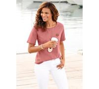 Sweatshirt CASUAL LOOKS, Damen, Gr. 42, rot (rosenholz), 100% Baumwolle, unifarben, Rundhals, Sweatshirts Sweatshirt (79760605-42) rosenholz