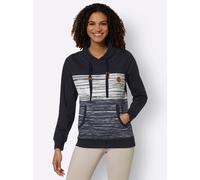 Sweatshirt CASUAL LOOKS, Damen, Gr. 44, blau (marine, ecru, meliert), 100% Baumwolle, gemustert, mehrfarbig, Sweatshirts Sweatshirt (42019561-44) marine, ecru, meliert