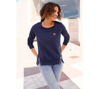 Sweatshirt CASUAL LOOKS, Damen, Gr. 46, blau (marine), 100% Baumwolle, unifarben, Rundhals, Sweatshirts Sweatshirt (82901346-46) marine