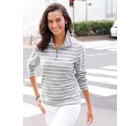 Sweatshirt CASUAL LOOKS, Damen, Gr. 46, grau (steingrau, ecru, geringelt), 50% Baumwolle, 50% Polyester, gemustert, gestreift, mehrfarbig, Sweatshirts Sweatshirt (42012759-46) steingrau, ecru, geringe