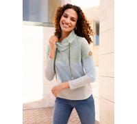 Sweatshirt CASUAL LOOKS, Damen, Gr. 48, grün (khaki, rauchblau, gestreift), 100% Baumwolle, bedruckt, gemustert, gestreift, mehrfarbig, Sweatshirts Sweatshirt (22582763-48) khaki, rauchblau, gestreift