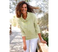 Sweatshirt CASUAL LOOKS, Damen, Gr. 50, lindgrün, weiß, geringelt, 50% Baumwolle, 50% Polyester, gemustert, gestreift, mehrfarbig, Sweatshirts Sweatshirt (97018700-50) lindgrün, weiß, geringelt