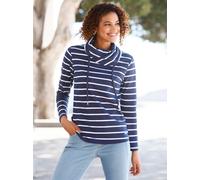 Sweatshirt CASUAL LOOKS, Damen, Gr. 52, blau (marine, weiß, geringelt), 100% Baumwolle, gemustert, gestreift, mehrfarbig, Sweatshirts Sweatshirt (25331626-52) marine, weiß, geringelt