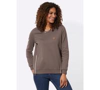 Sweatshirt CASUAL LOOKS, Damen, Gr. 52, grau (dunkeltaupe), 100% Baumwolle, unifarben, Rundhals, Sweatshirts Sweatshirt (95881614-52) dunkeltaupe