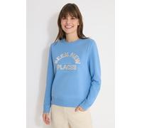 Sweatshirt CECIL, Damen, Gr. L (42), cloud blau, Web, 100% Baumwolle, unifarben, comfort fit, Rundhals, Bündchen, Sweatshirts Sweatshirt, aus reiner Baumwolle (71791528-L) cloud blau