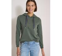 Sweatshirt CECIL, Damen, Gr. L (42), grün (dried olive grün), Sweatware, 54% Polyester, 46% Baumwolle, unifarben, comfort fit, ohne Ausschnitt, Bündchen, Sweatshirts Sweatshirt, mit Rippstrick (964077