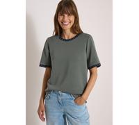 Sweatshirt CECIL, Damen, Gr. L (42), grün (dried olive grün), Sweatware, Obermaterial: 47% Modal, 45% Polyester, 8% Elasthan, figurumspielend hüftlang, Rundhals, mit Ärmelbesatz, Sweatshirts Sweatshir