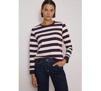 Sweatshirt CECIL, Damen, Gr. L (42), lila (eggplant rot), Sweatware, 65% Baumwolle, 35% Polyester, gestreift, comfort fit, Rundhals, Bündchen, Sweatshirts Sweatshirt, im angenehmen Materialmix, Topsel