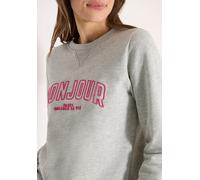 Sweatshirt CECIL, Damen, Gr. L (42), milky grau melange, Web, 100% Baumwolle, bedruckt, comfort fit, Rundhals, Rippbündchen, Sweatshirts Sweatshirt, aus reiner Baumwolle (48144434-L) milky grau melang