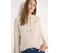 Cecil Sweatshirt Damen mit Strickärmeln Pearl Beige Gr. L (42) 86% Baumwolle hoher Ausschnitt