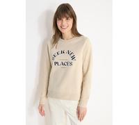 Sweatshirt CECIL, Damen, Gr. L (42), pearl beige, Web, 100% Baumwolle, unifarben, comfort fit, Rundhals, Bündchen, Sweatshirts Sweatshirt, aus reiner Baumwolle (32906363-L) pearl beige