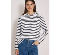 Sweatshirt CECIL, Damen, Gr. L (42), schwarz-weiß (vanilleweiß), Web, 65% Baumwolle, 35% Polyester, gestreift, normal, ohne Ausschnitt, abgesteppt, Sweatshirts Sweatshirt, im Streifendesign (67454027-