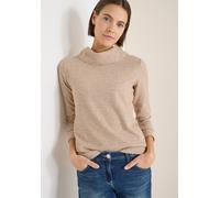 Sweatshirt CECIL, Damen, Gr. L (42), urban taupe melange, Rippstrick, Obermaterial: 64% Polyester, 32% Viskose, 4% Elasthan, normal normal, Wasserfallausschnitt, angesetztes Bündchen, Sweatshirts Swea
