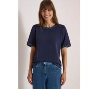 Sweatshirt CECIL, Damen, Gr. M (40), blau (urban dunkelblau), Sweatware, Obermaterial: 47% Modal, 45% Polyester, 8% Elasthan, figurumspielend hüftlang, Rundhals, mit Ärmelbesatz, Sweatshirts Sweatshir