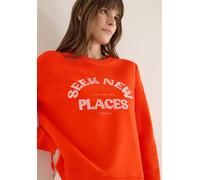 Sweatshirt CECIL, Damen, Gr. M (40), cherry tomato orange, Web, 100% Baumwolle, unifarben, comfort fit, Rundhals, Bündchen, Sweatshirts Sweatshirt, aus reiner Baumwolle (75105838-M) cherry tomato oran