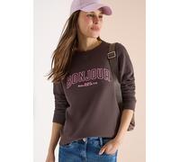 Sweatshirt CECIL, Damen, Gr. M (40), macchiato braun, Web, 100% Baumwolle, bedruckt, comfort fit, Rundhals, Rippbündchen, Sweatshirts Sweatshirt, aus reiner Baumwolle (69458700-M) macchiato braun