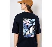 Cecil Sweatshirt Damen M (40) universal blau Rundhals Backprint Baumwoll-Mix 84/16 Comfort Fit