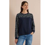 Sweatshirt CECIL, Damen, Gr. S (38), blau (dried olive grün), Web, 65% Baumwolle, 35% Polyester, normal, Rundhals, abgesteppt, Sweatshirts Sweatshirt, mit Leomuster (90831709-S) dried olive grün
