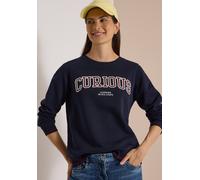 Sweatshirt CECIL, Damen, Gr. S (38), blau (urban dunkelblau), Sweatware, 100% Baumwolle, unifarben, comfort fit, Rundhals, Rippbündchen, Sweatshirts Sweatshirt, mit Rundhalsausschnitt (78850233-S) urb