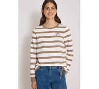 Sweatshirt CECIL, Damen, Gr. S (38), braun (natural taupe), Web, 65% Baumwolle, 35% Polyester, gestreift, comfort fit, Rundhals, Bündchen, Sweatshirts Sweatshirt, mit Rundhalsausschnitt, Topseller (31