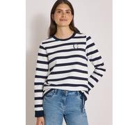 Sweatshirt CECIL, Damen, Gr. S (38), urban dunkelblau, Web, 65% Baumwolle, 35% Polyester, gestreift, comfort fit, Rundhals, Bündchen, Sweatshirts Sweatshirt, mit Rundhalsausschnitt (58898067-S) urban