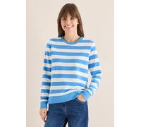 Sweatshirt CECIL, Damen, Gr. XL (44), blau (fountain blau), Web, 65% Baumwolle, 35% Polyester, gestreift, comfort fit, Rundhals, Rippbündchen, Sweatshirts Sweatshirt, Rundhalsausschnitt (65932822-XL) 