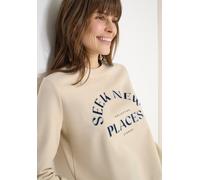 Sweatshirt CECIL, Damen, Gr. XL (44), pearl beige, Web, 100% Baumwolle, unifarben, comfort fit, Rundhals, Bündchen, Sweatshirts Sweatshirt, aus reiner Baumwolle (32906363-XL) pearl beige