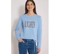 Sweatshirt CECIL, Damen, Gr. XS (36), blau (easy blau), Web, 65% Baumwolle, 35% Polyester, bedruckt, normal, Rundhals, abgesteppt, Sweatshirts Sweatshirt, mit Tunnelzug am Saum (37875210-XS) easy blau